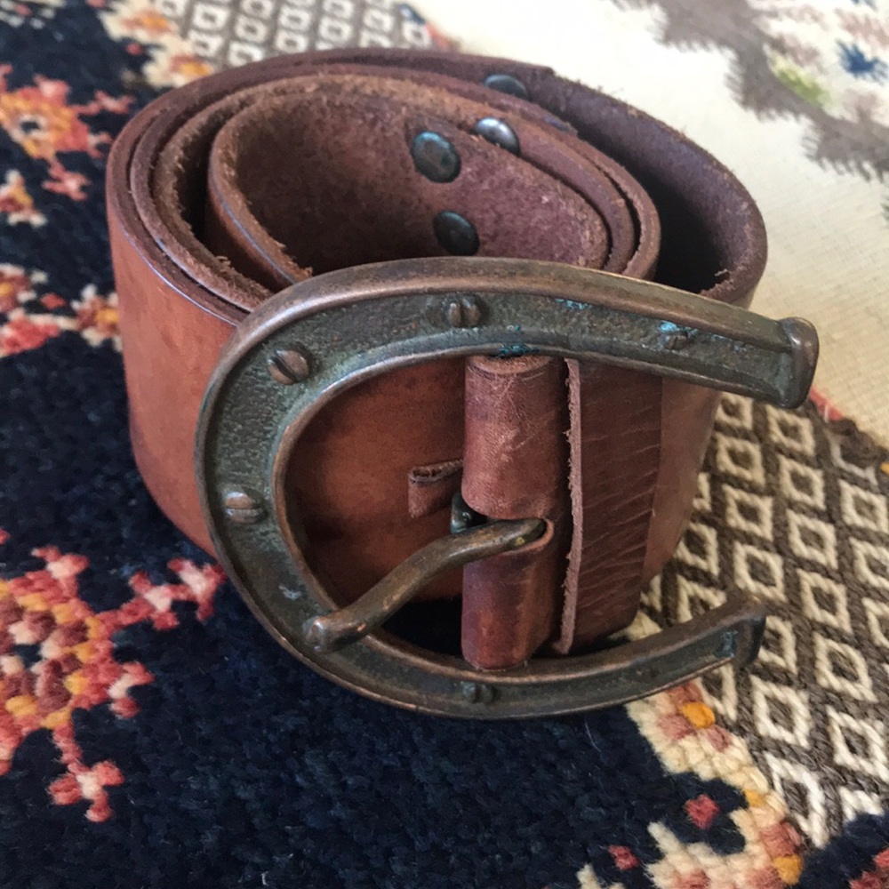 Linea Pelle VINTAGE horseshoe leather belt